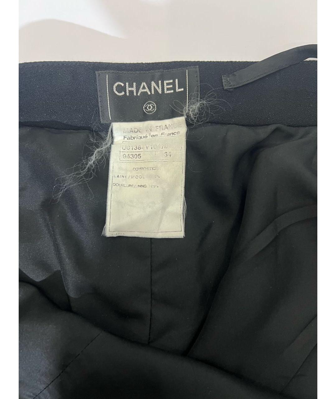 CHANEL Черные шерстяные прямые брюки, фото 4