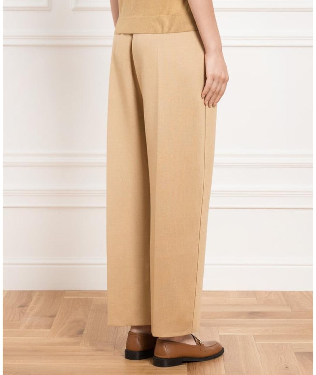 LORO PIANA Бежевые шелковые прямые брюки, фото 4