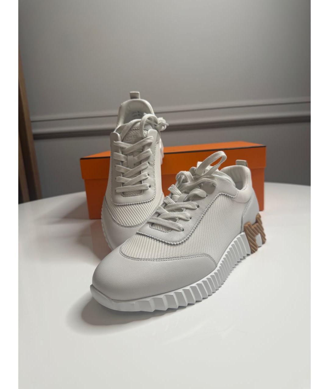 HERMES Белые текстильные низкие кроссовки / кеды, фото 3