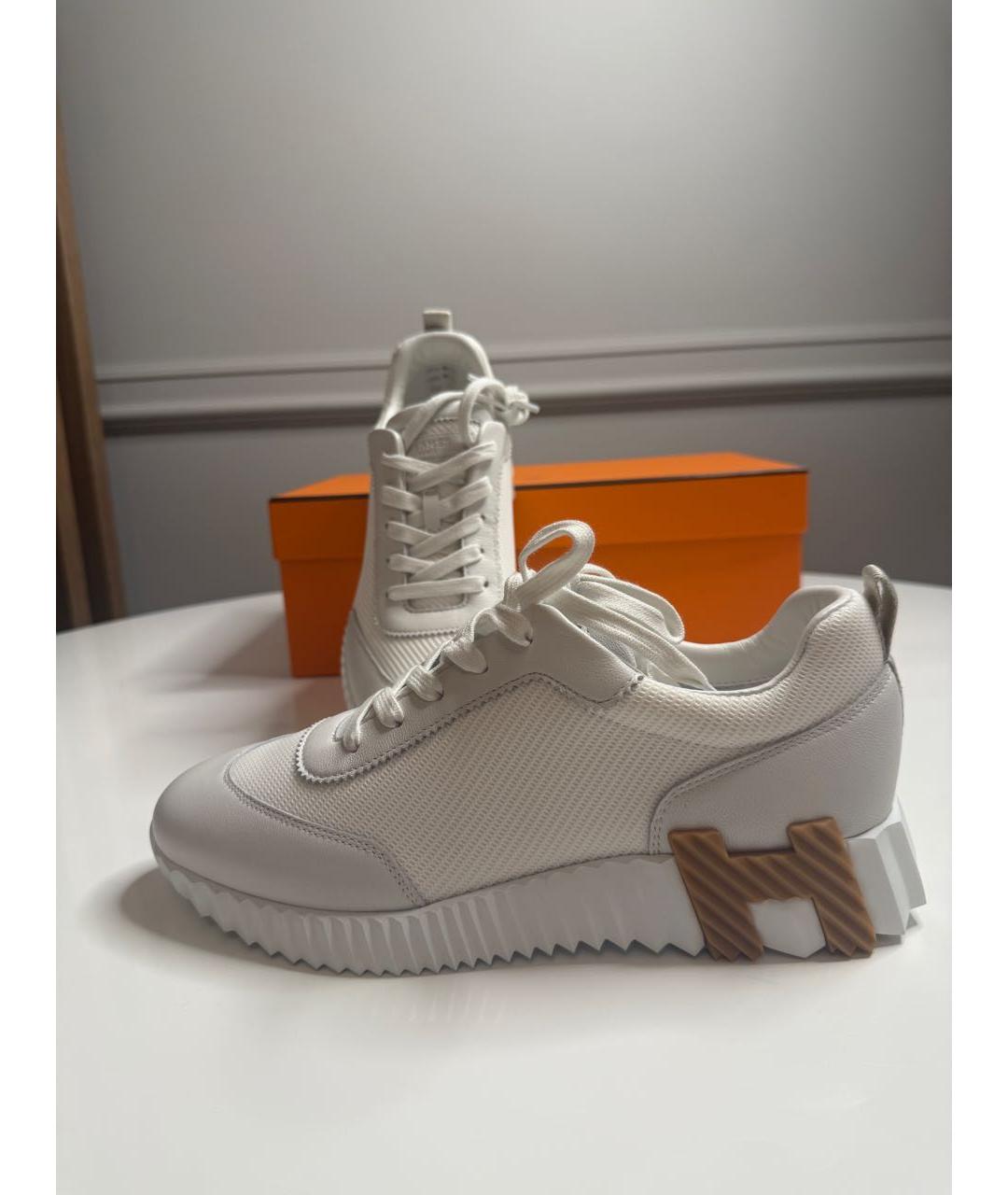 HERMES Белые текстильные низкие кроссовки / кеды, фото 5