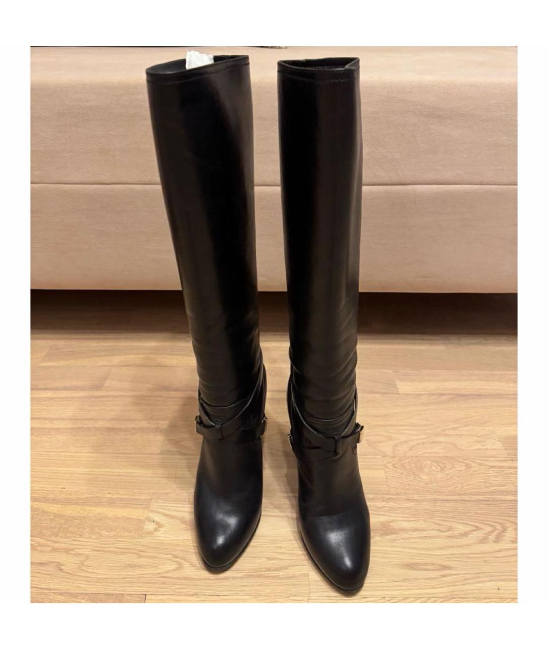 CHRISTIAN DIOR Черные кожаные сапоги, фото 6