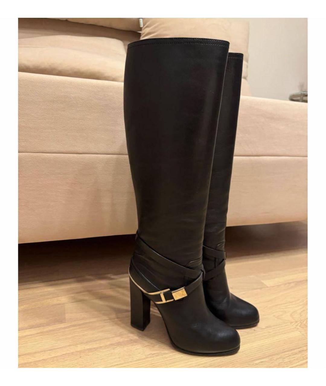 CHRISTIAN DIOR Черные кожаные сапоги, фото 2