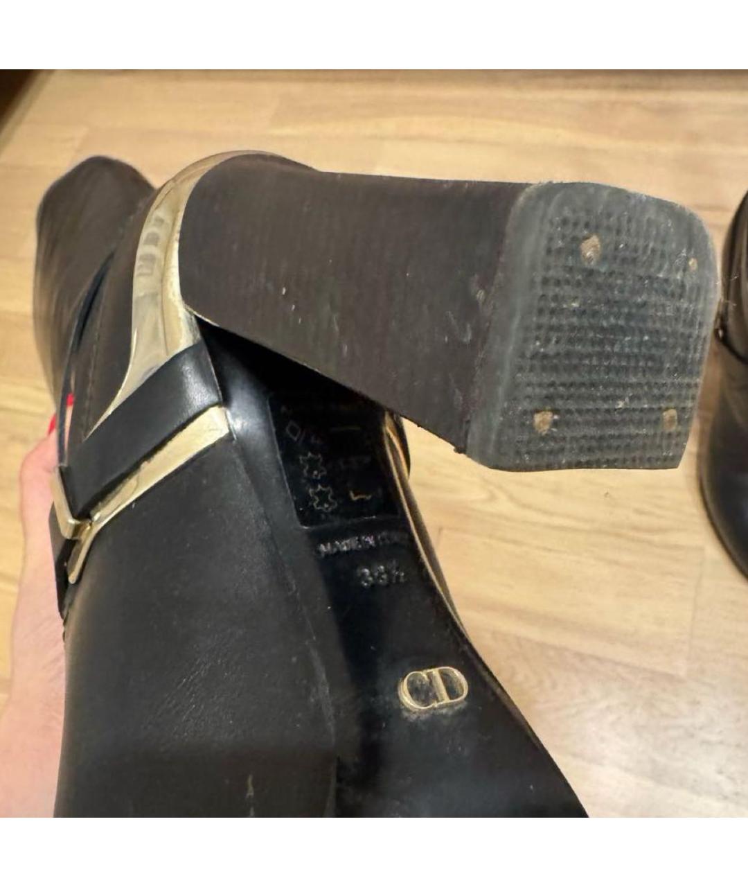 CHRISTIAN DIOR Черные кожаные сапоги, фото 5