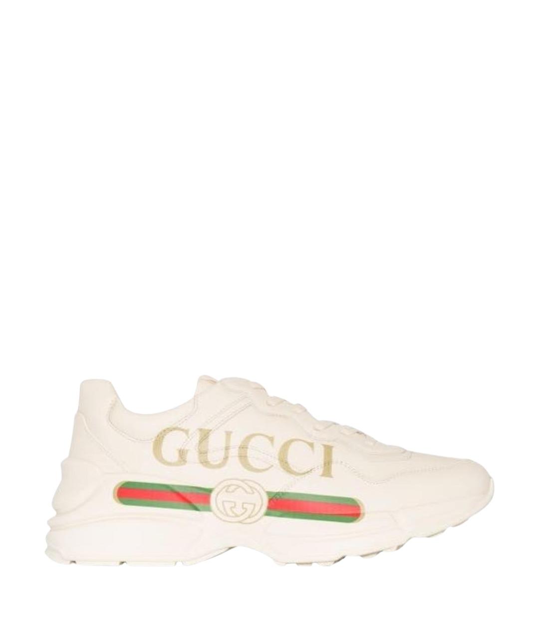 GUCCI Бежевые кожаные кроссовки, фото 1