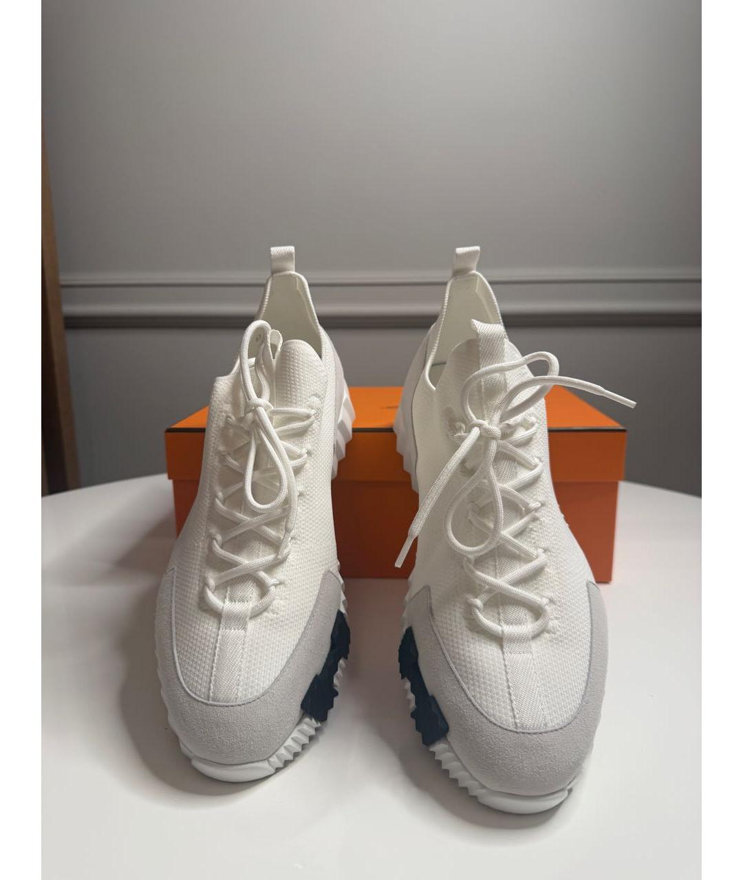 HERMES Белые неопреновые низкие кроссовки / кеды, фото 3