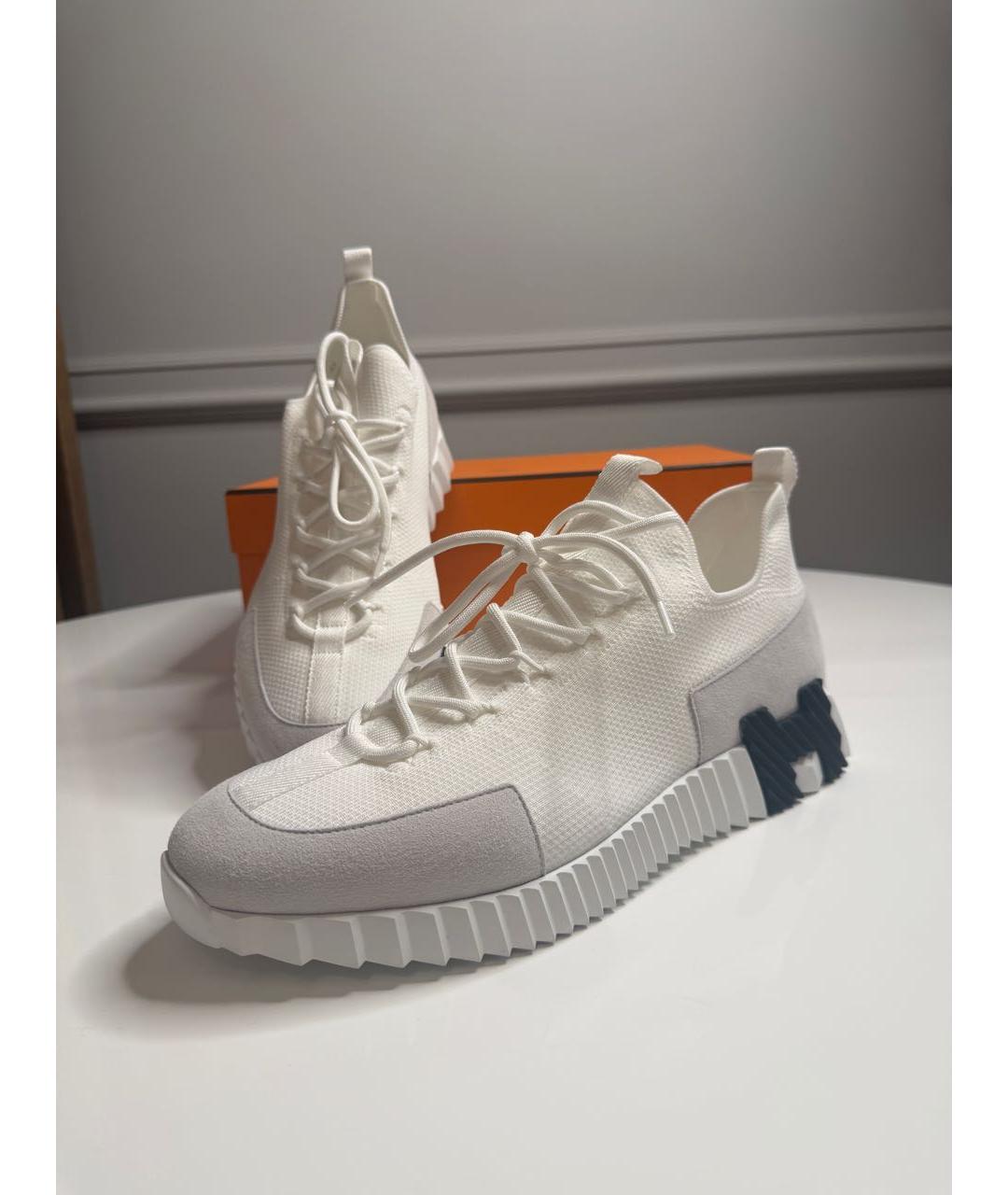 HERMES Белые неопреновые низкие кроссовки / кеды, фото 2