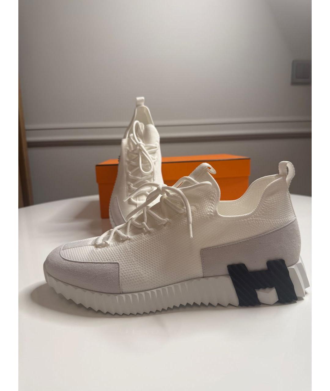 HERMES Белые неопреновые низкие кроссовки / кеды, фото 5