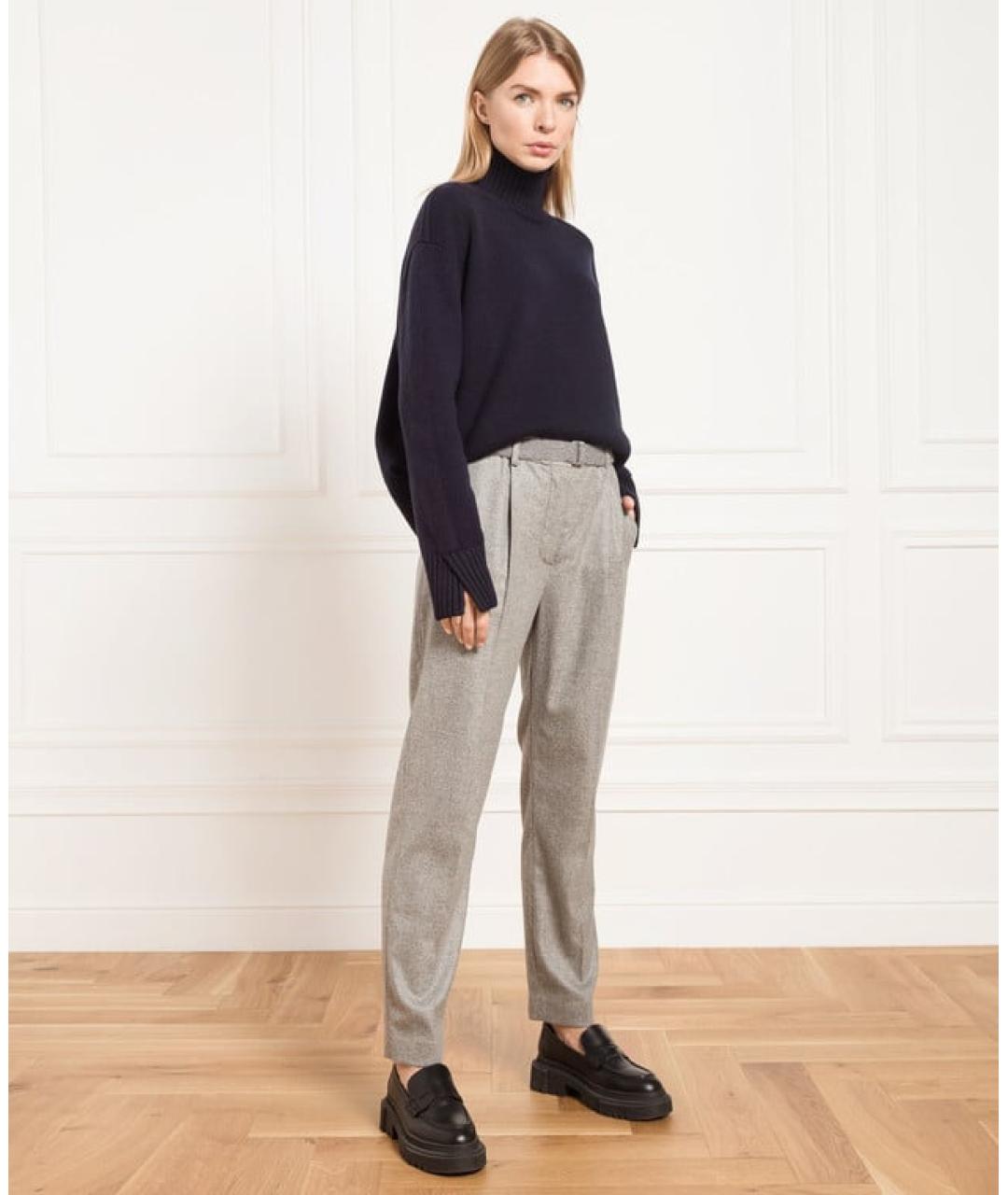 LORO PIANA Серые кашемировые брюки узкие, фото 2