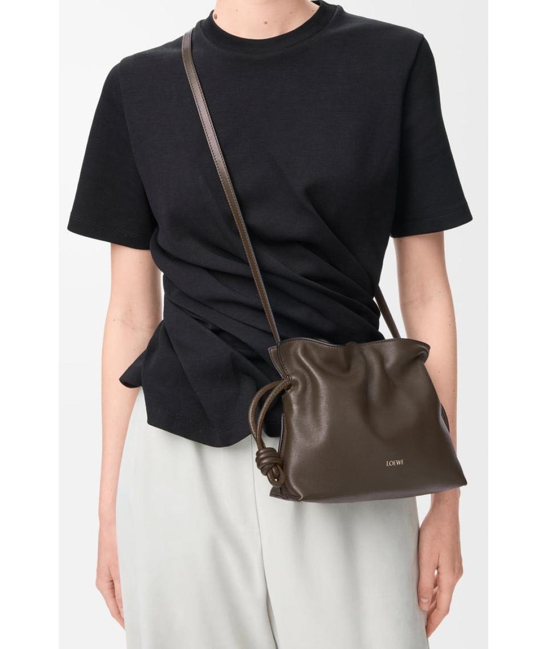 LOEWE Коричневая кожаная сумка через плечо, фото 3