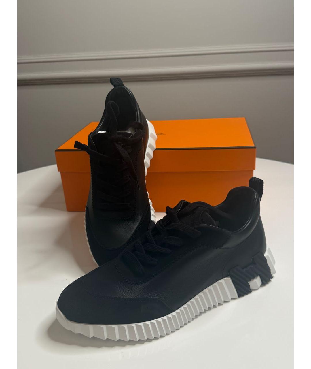 HERMES Черные кожаные низкие кроссовки / кеды, фото 3