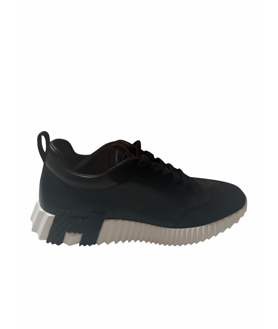 HERMES Черные кожаные низкие кроссовки / кеды, фото 1