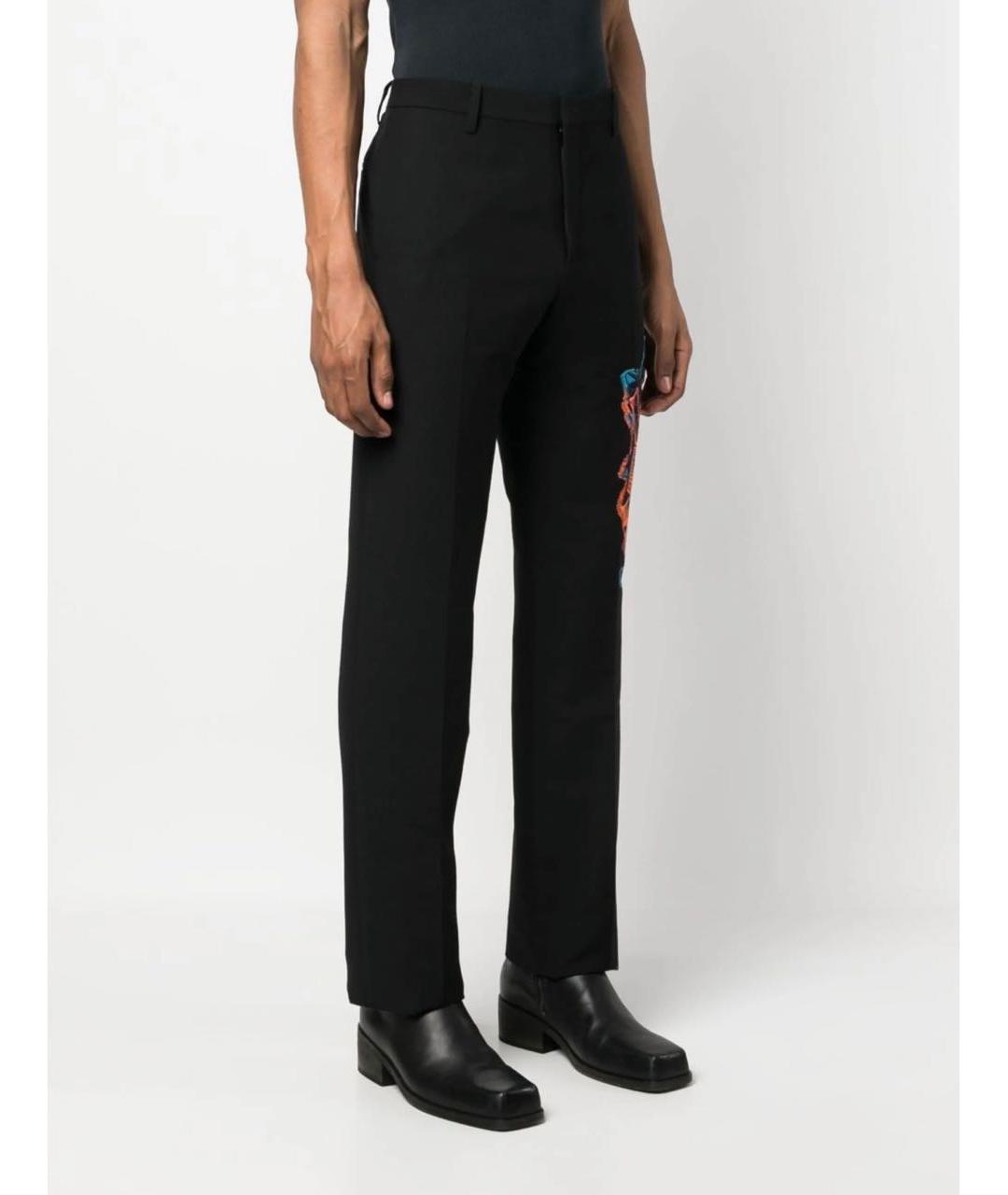 OFF-WHITE Черные шерстяные повседневные брюки, фото 2