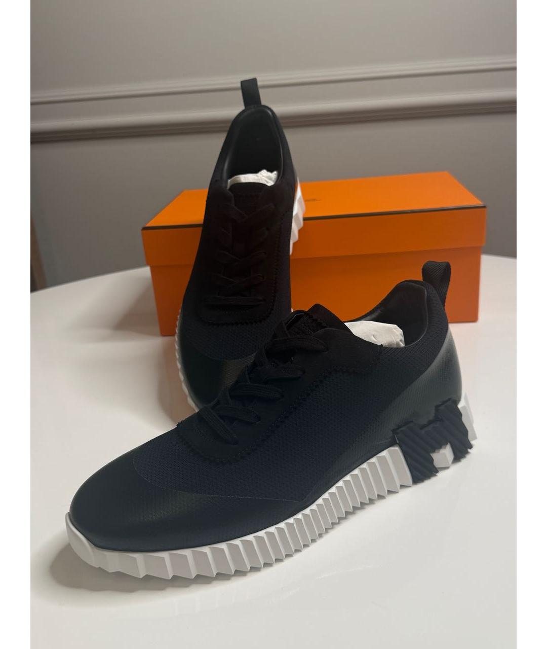 HERMES Черные неопреновые низкие кроссовки / кеды, фото 3