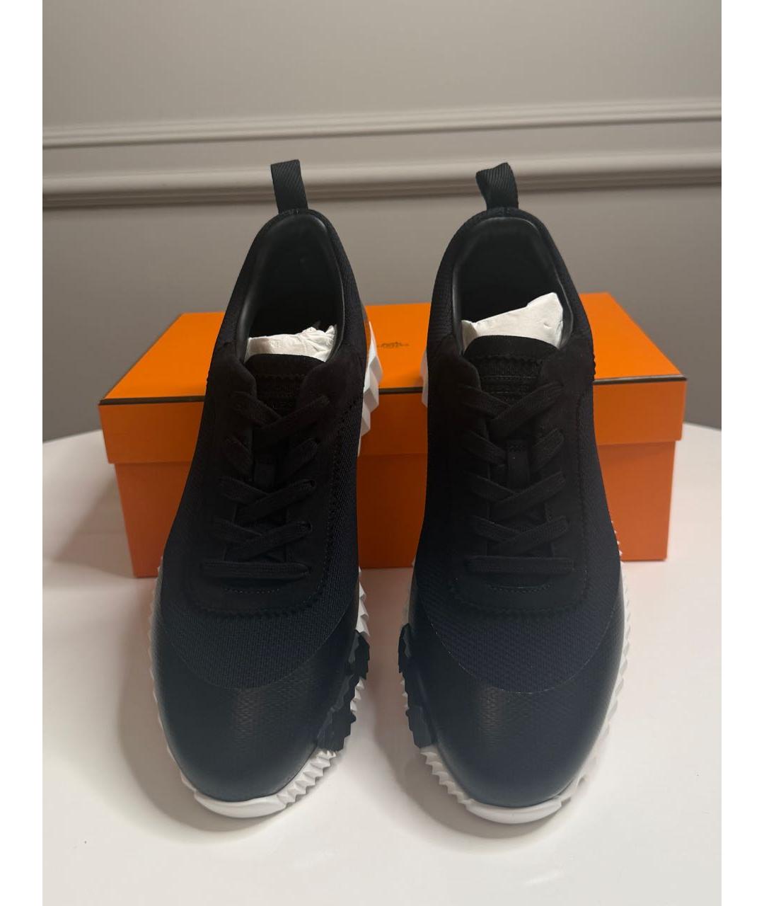 HERMES Черные неопреновые низкие кроссовки / кеды, фото 2