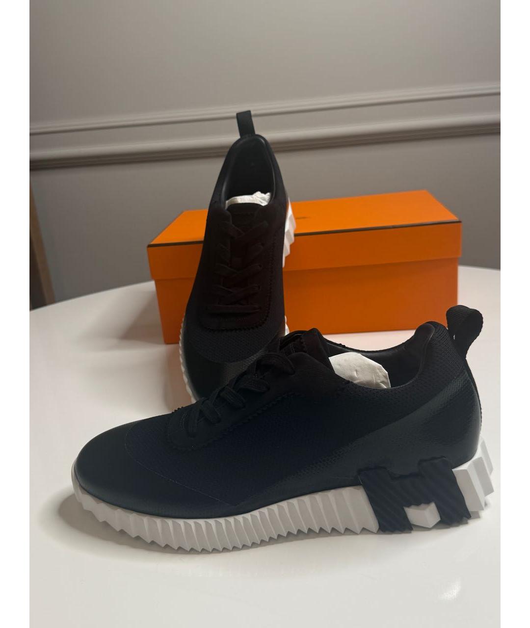 HERMES Черные неопреновые низкие кроссовки / кеды, фото 5