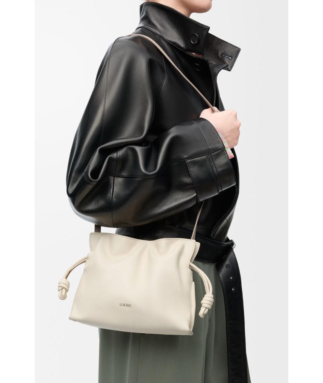 LOEWE Бежевая кожаная сумка через плечо, фото 3