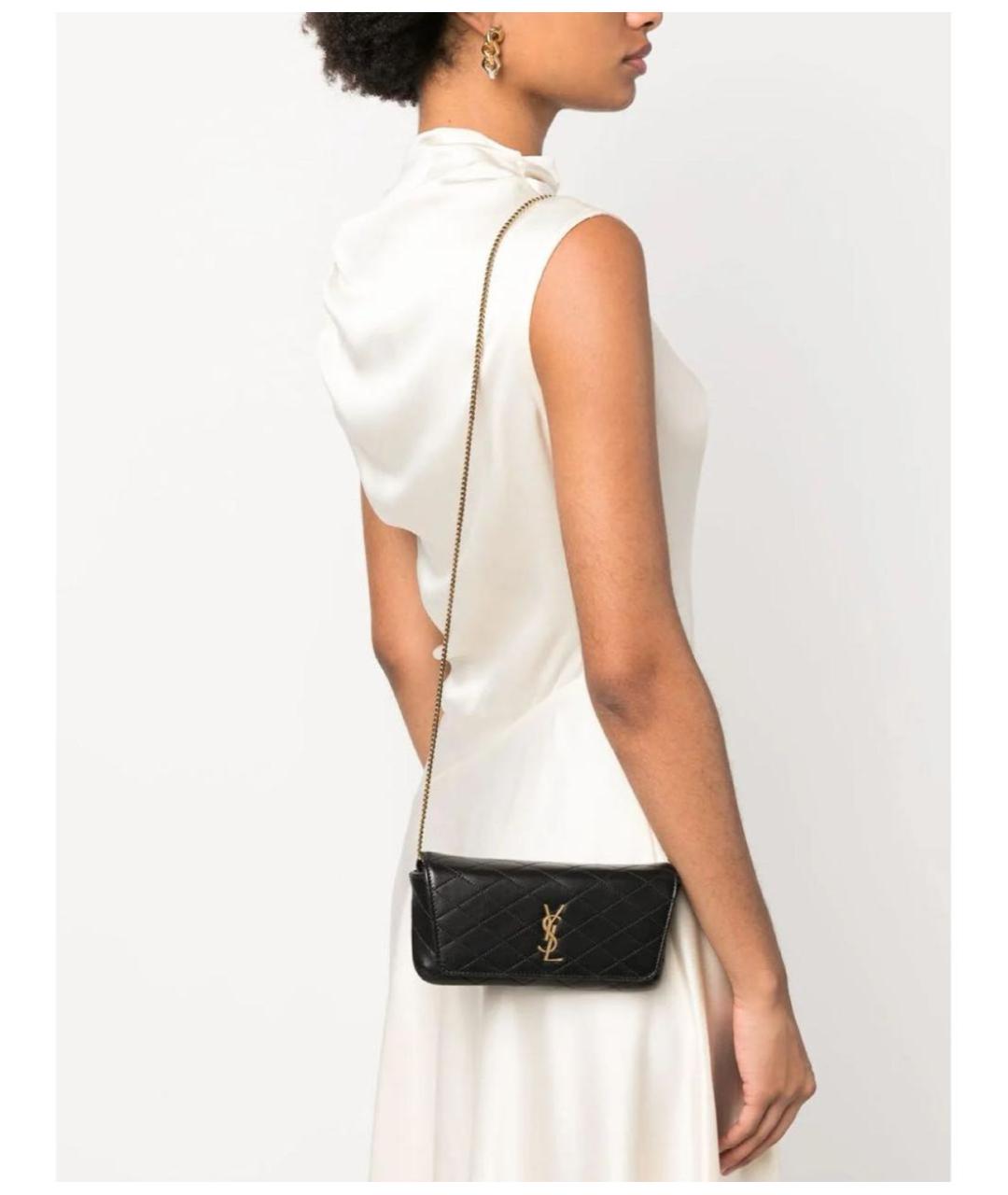 SAINT LAURENT Черная кожаная сумка через плечо, фото 7