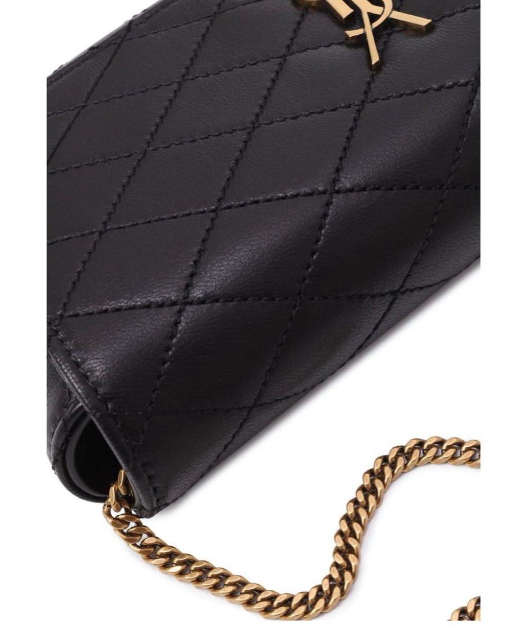SAINT LAURENT Черная кожаная сумка через плечо, фото 6