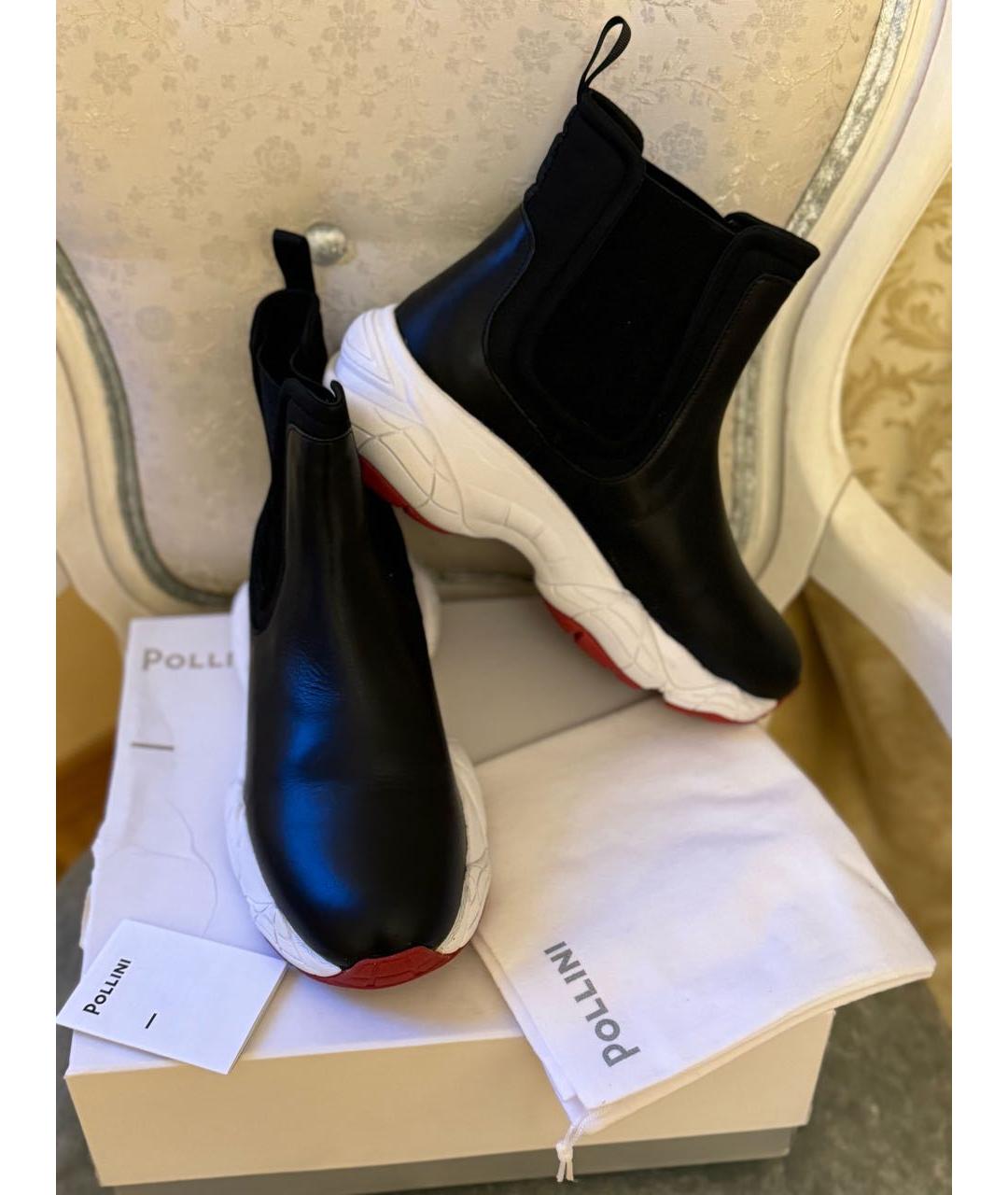 POLLINI Черные кожаные кеды, фото 3