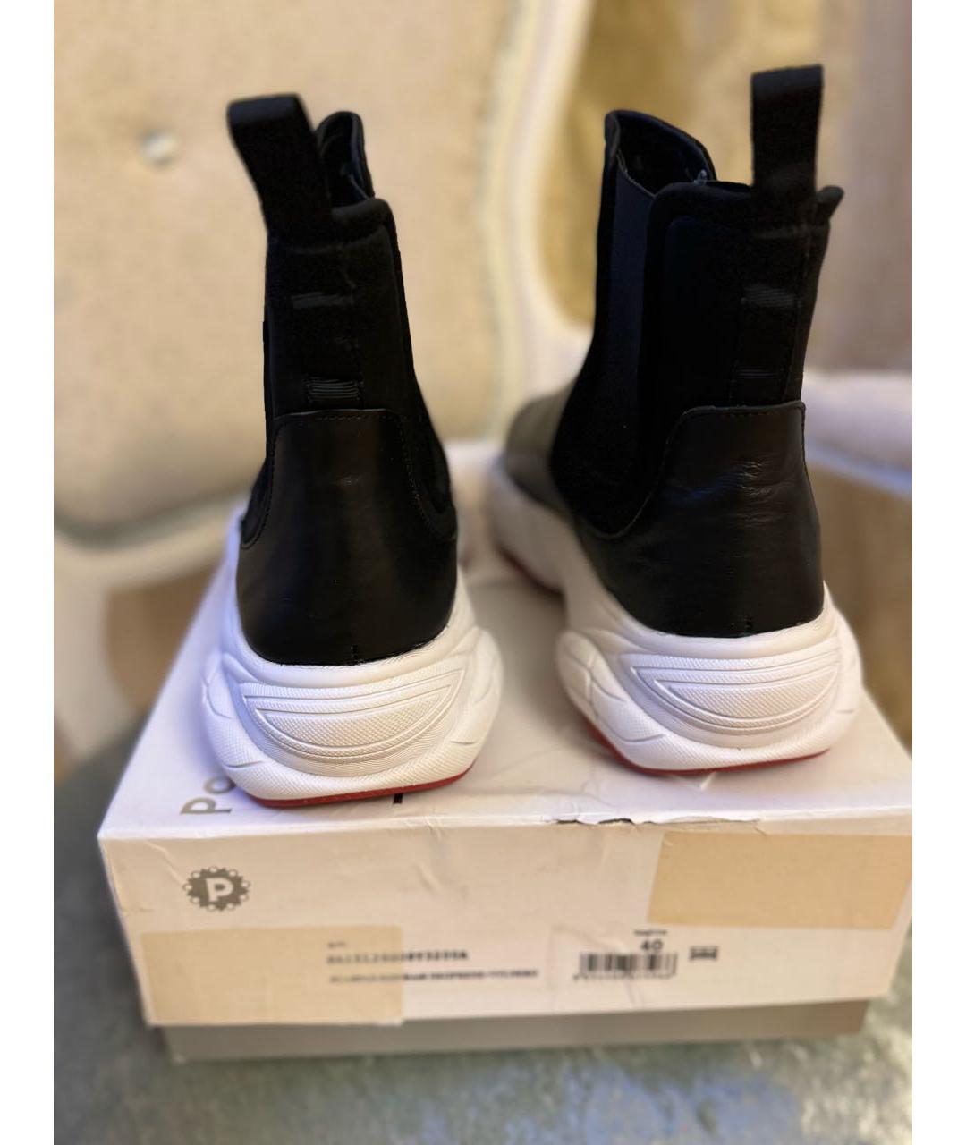 POLLINI Черные кожаные кеды, фото 4