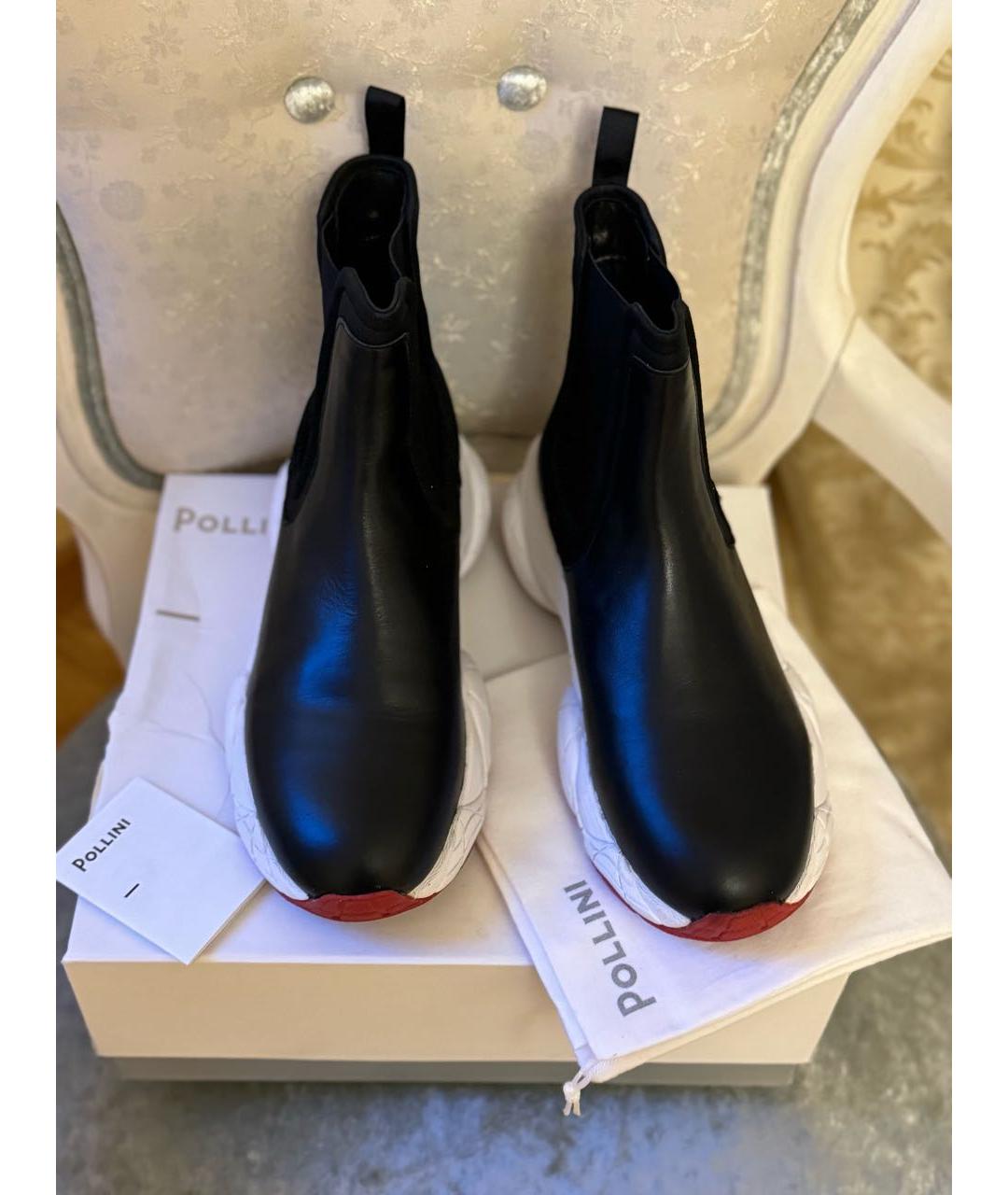 POLLINI Черные кожаные кеды, фото 2