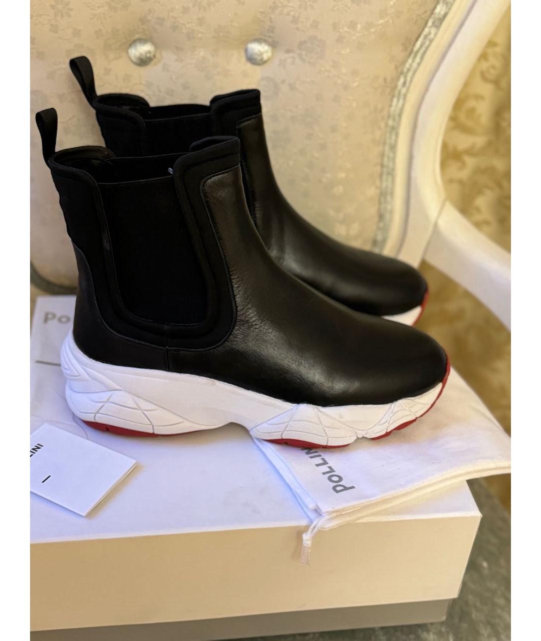 POLLINI Черные кожаные кеды, фото 9