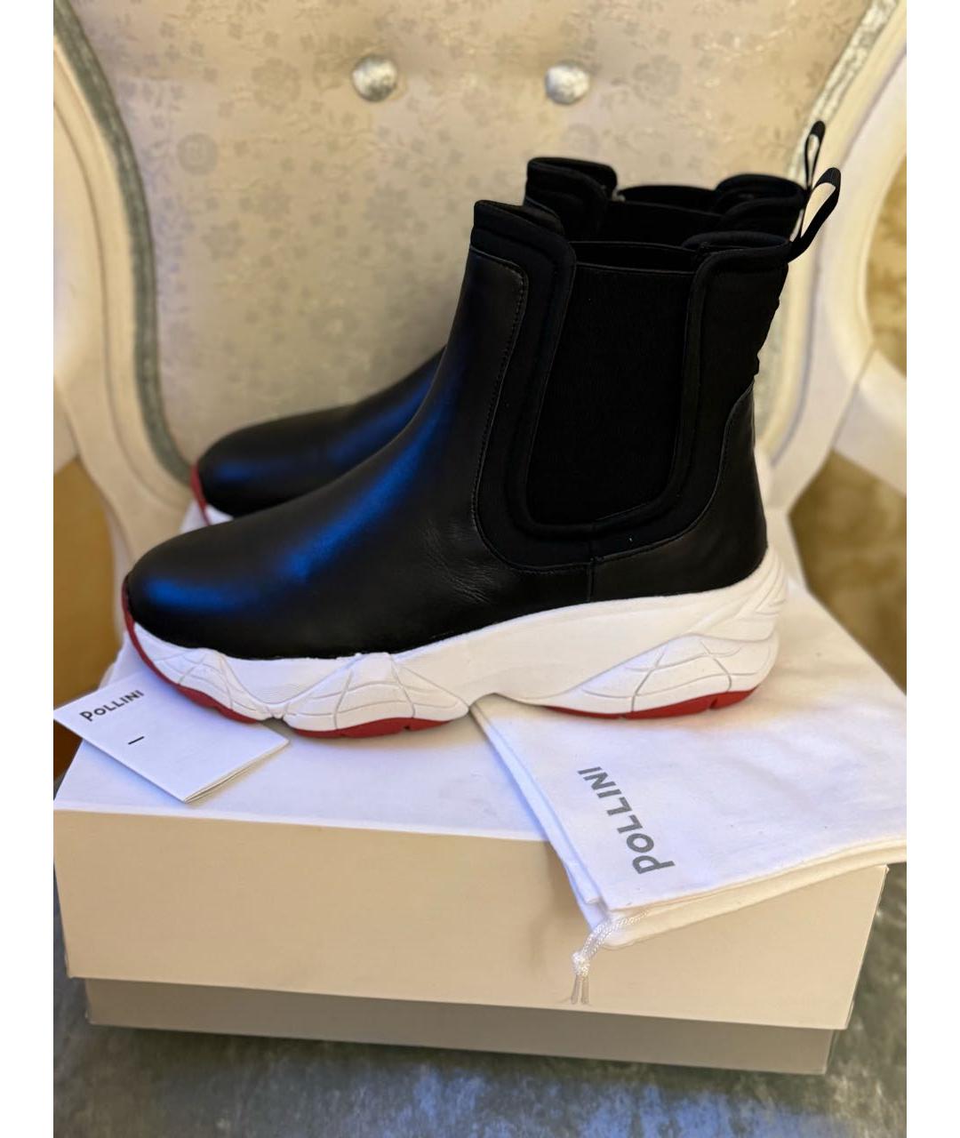 POLLINI Черные кожаные кеды, фото 8