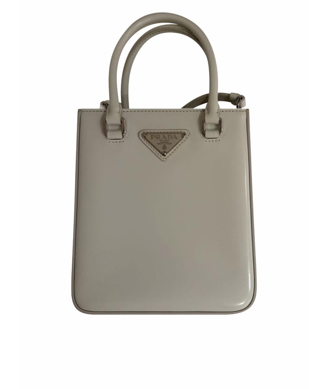 PRADA Белая кожаная сумка тоут, фото 1