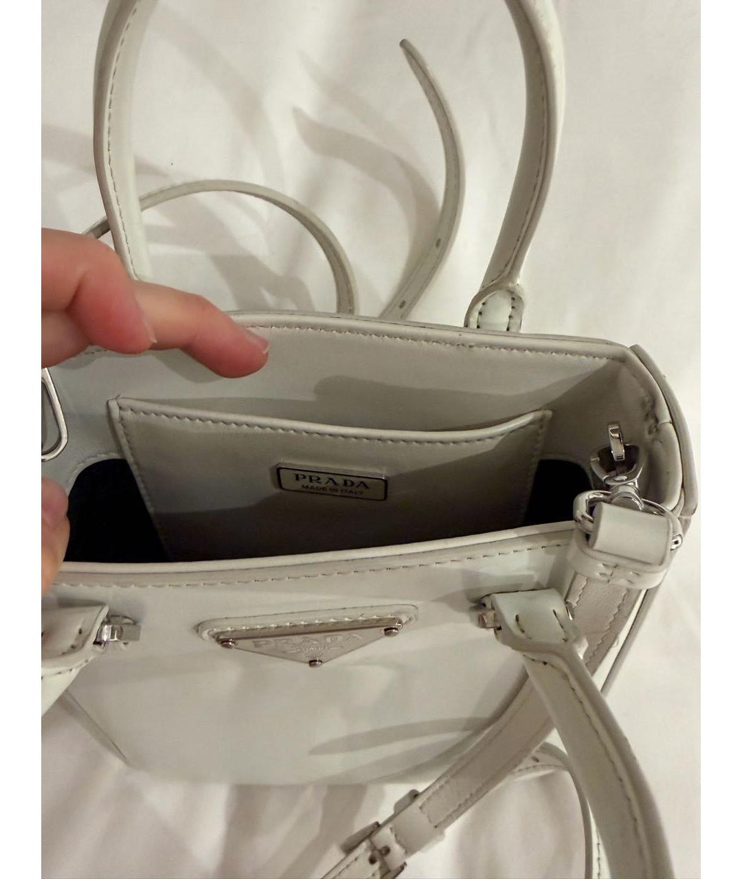 PRADA Белая кожаная сумка тоут, фото 4