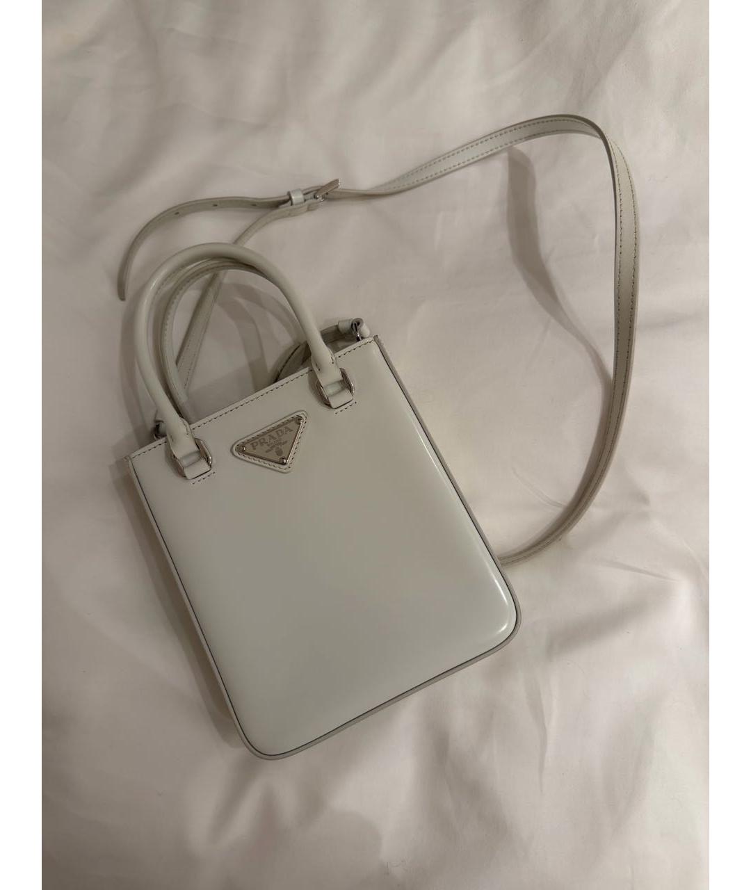 PRADA Белая кожаная сумка тоут, фото 8