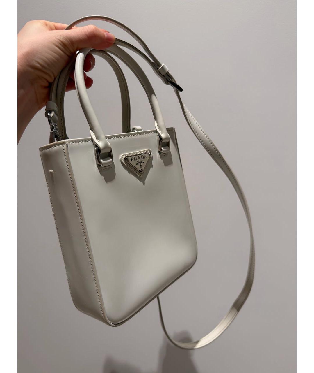 PRADA Белая кожаная сумка тоут, фото 2