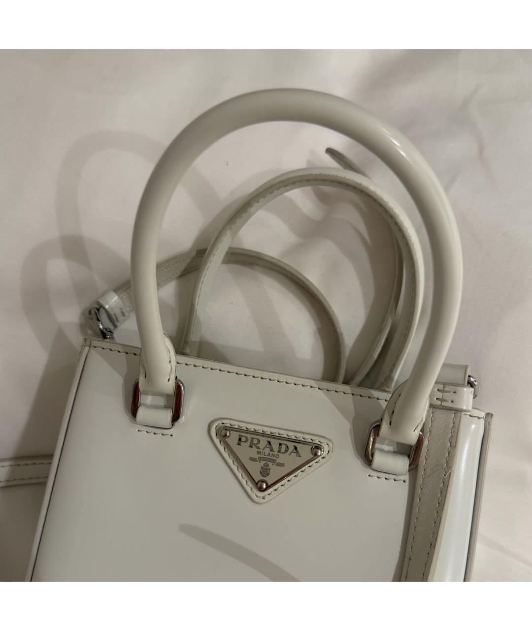 PRADA Белая кожаная сумка тоут, фото 5