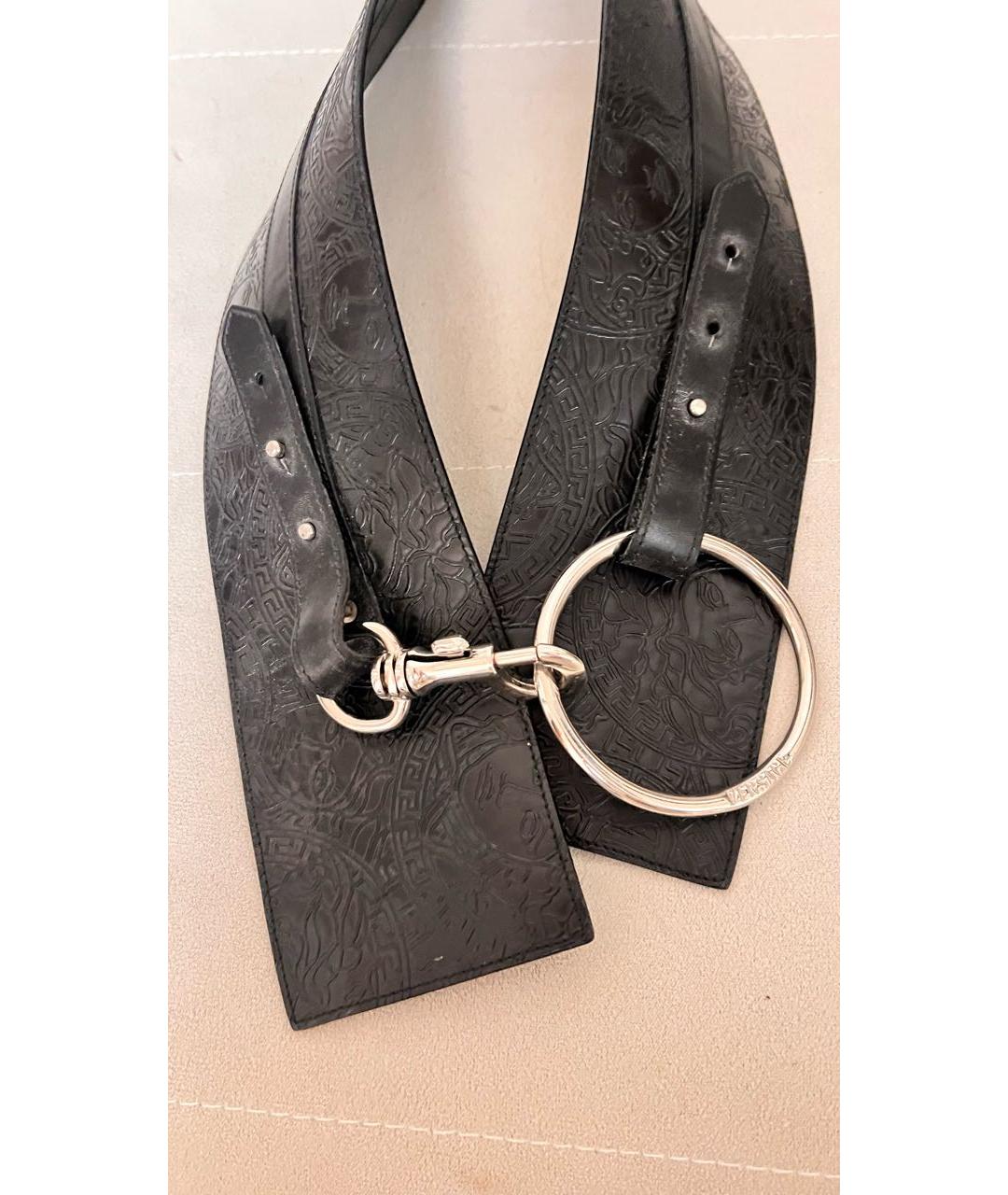 VERSACE Черный кожаный ремень, фото 4