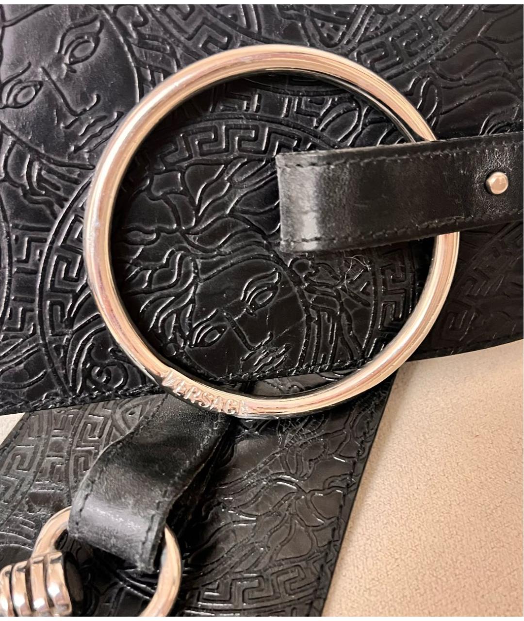 VERSACE Черный кожаный ремень, фото 5