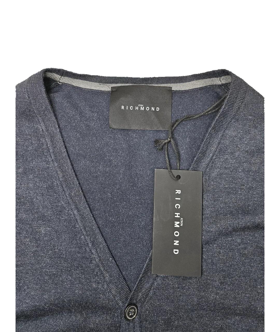 JOHN RICHMOND Синий вискозный кардиган, фото 5