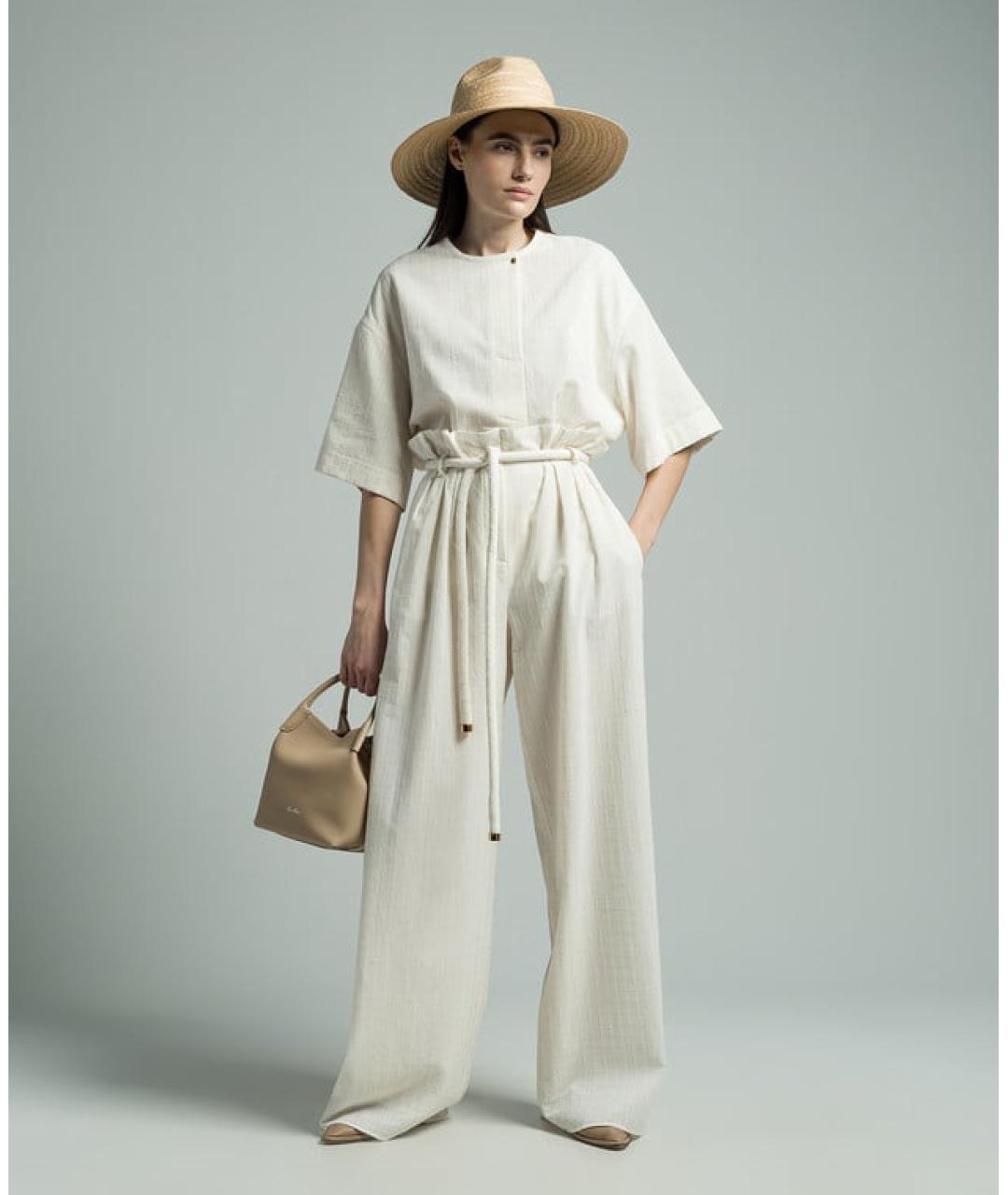 LORO PIANA Бежевые хлопковые брюки широкие, фото 2