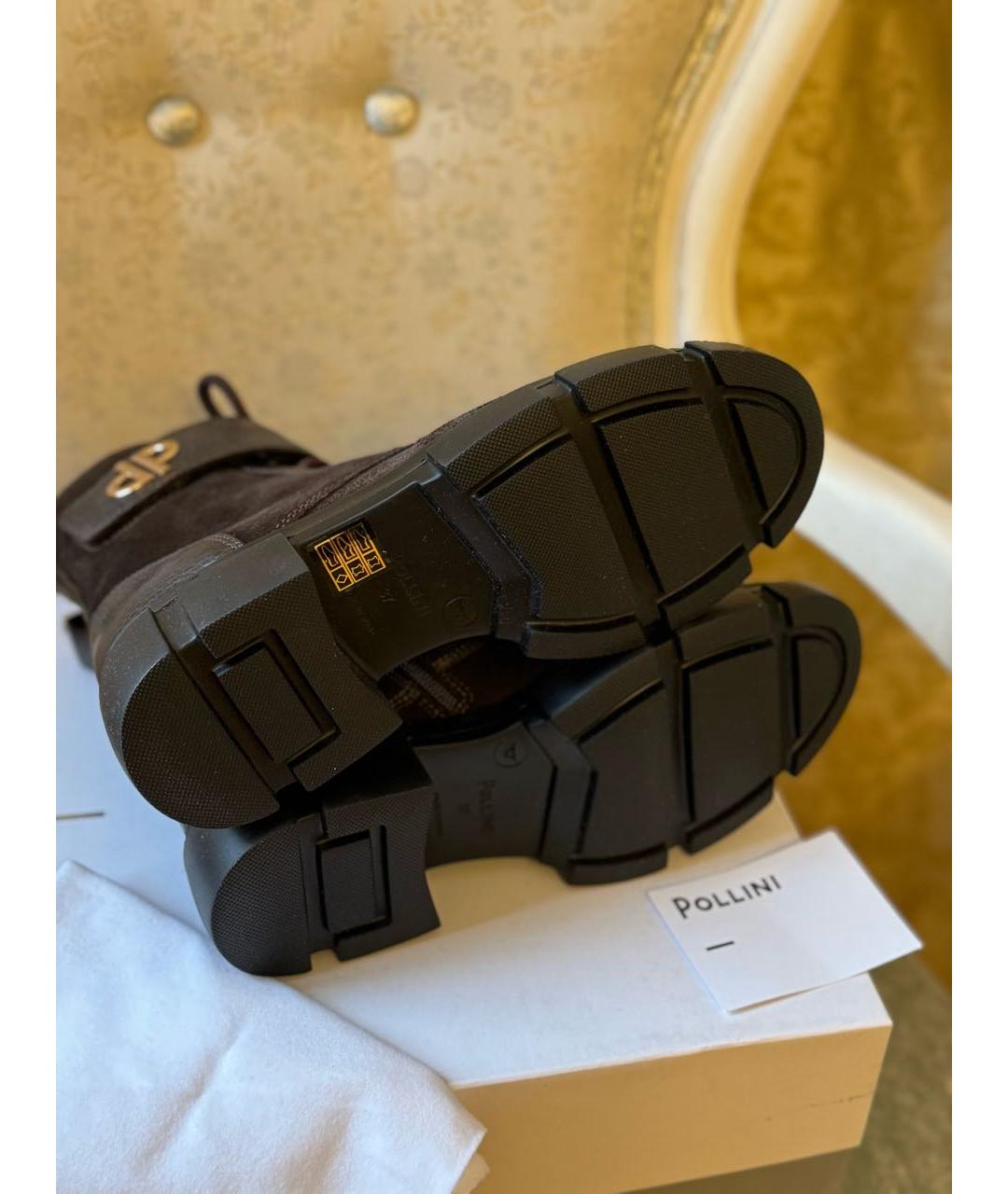 POLLINI Коричневые кожаные ботинки, фото 6