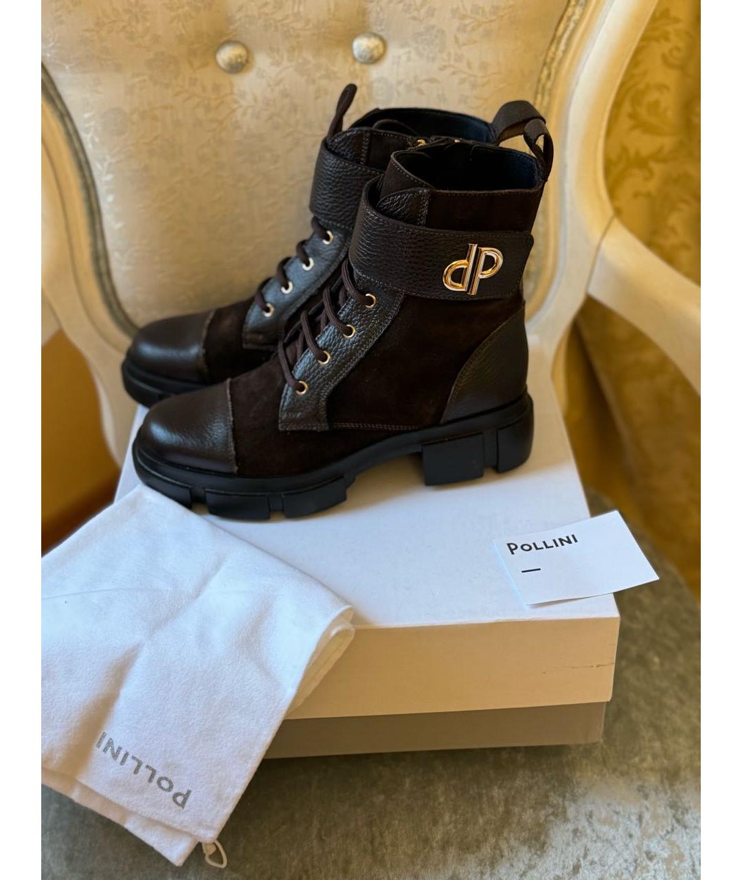 POLLINI Коричневые кожаные ботинки, фото 9