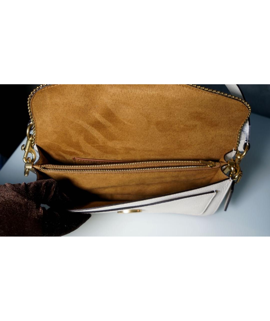 COACH Белая кожаная сумка через плечо, фото 4