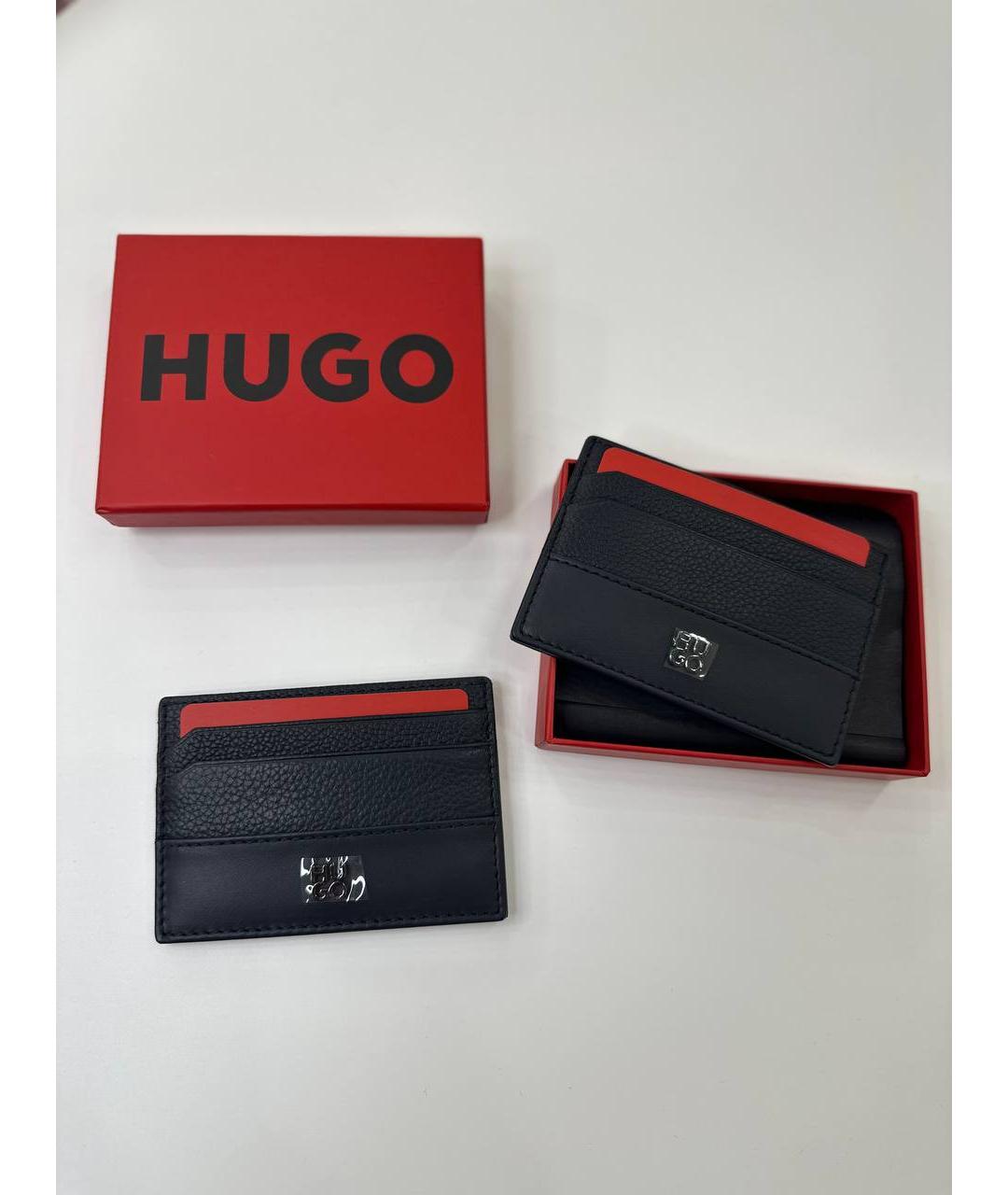 HUGO Темно-синий кожаный кардхолдер, фото 4