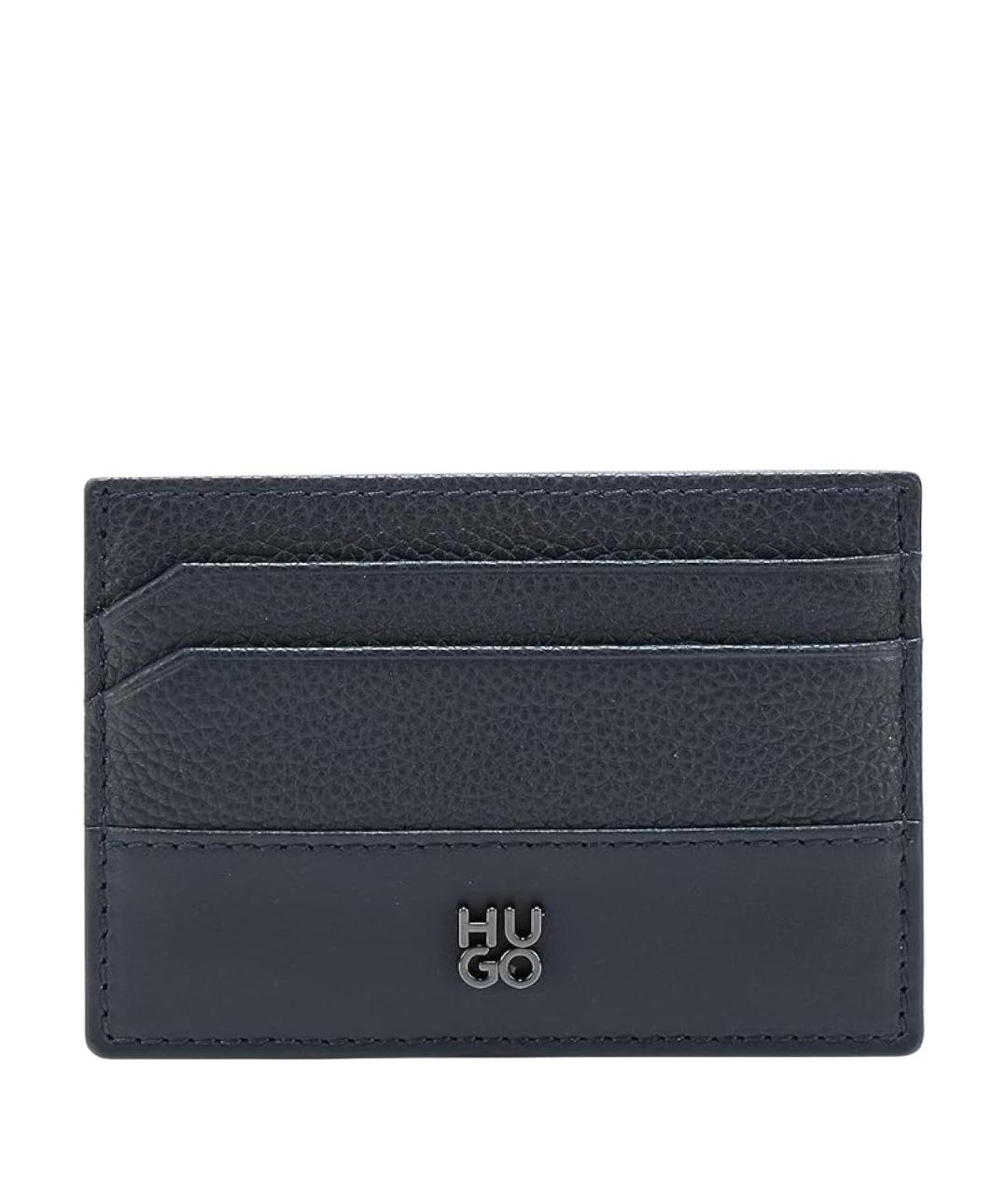 HUGO Темно-синий кожаный кардхолдер, фото 1