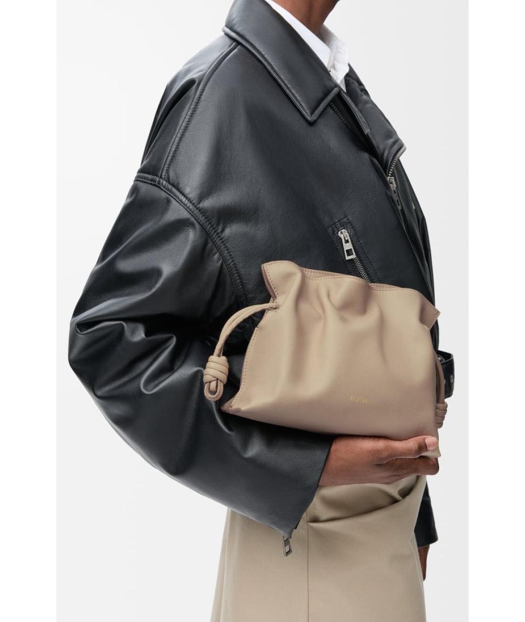 LOEWE Бежевая кожаная сумка через плечо, фото 2