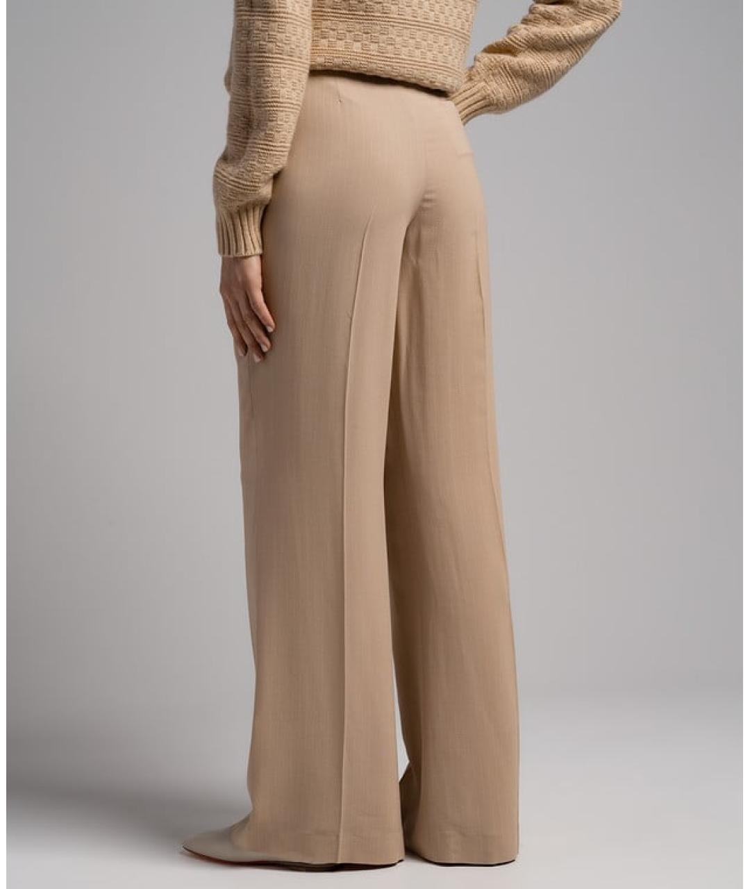 LORO PIANA Бежевые шелковые брюки широкие, фото 4