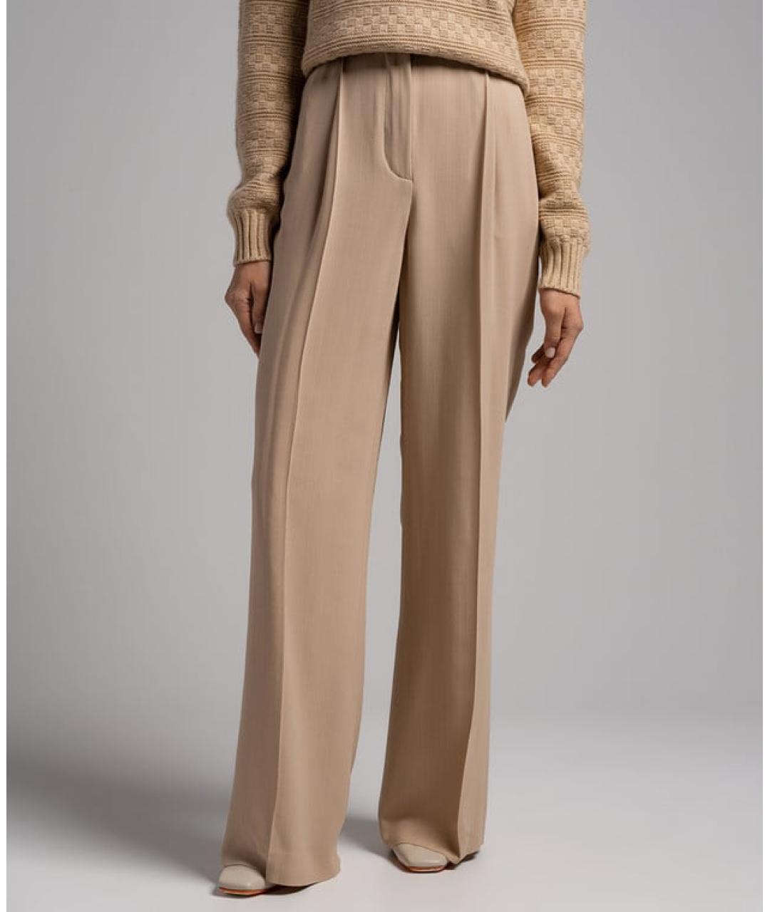 LORO PIANA Бежевые шелковые брюки широкие, фото 3