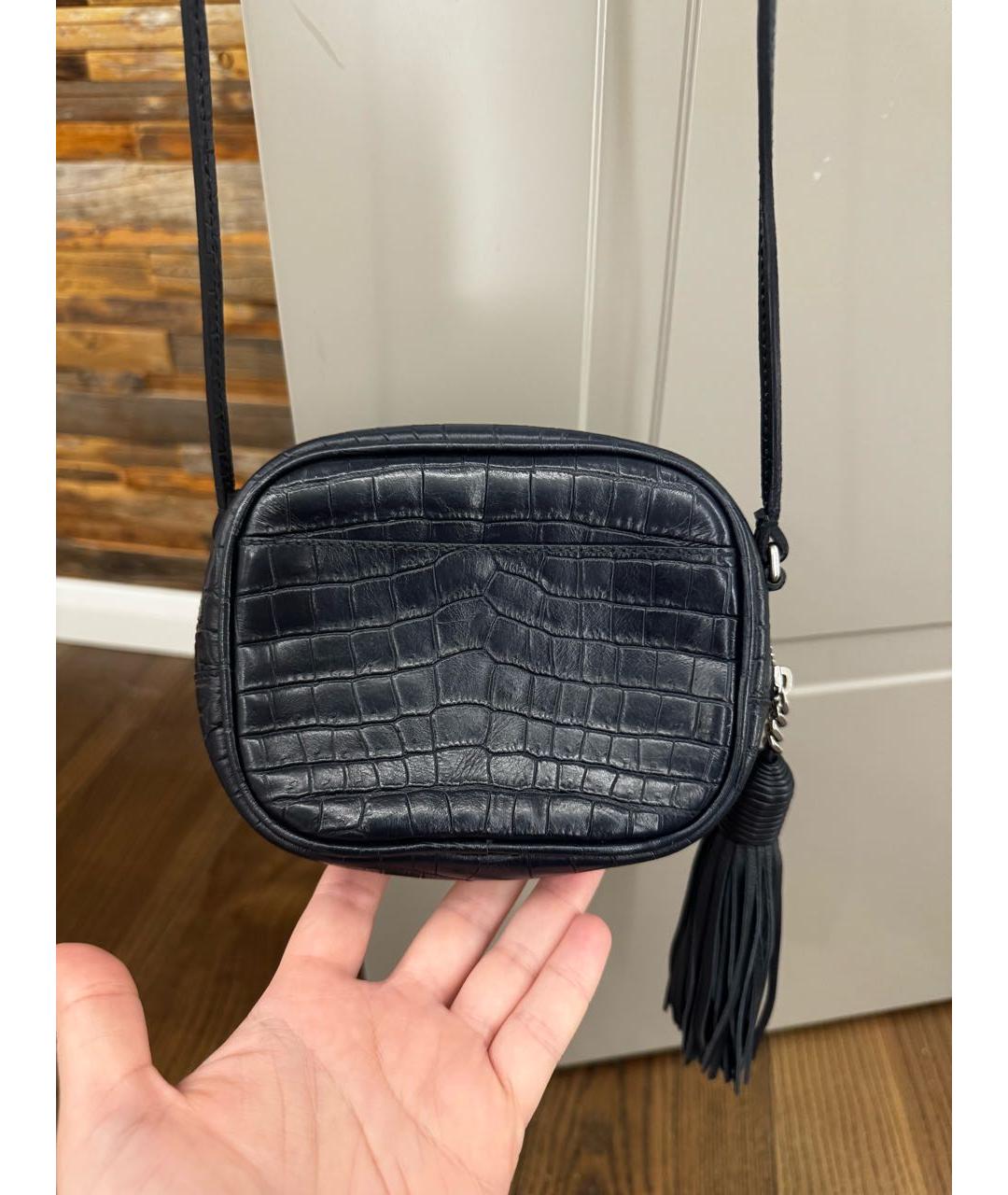 SAINT LAURENT Темно-синяя кожаная сумка через плечо, фото 3