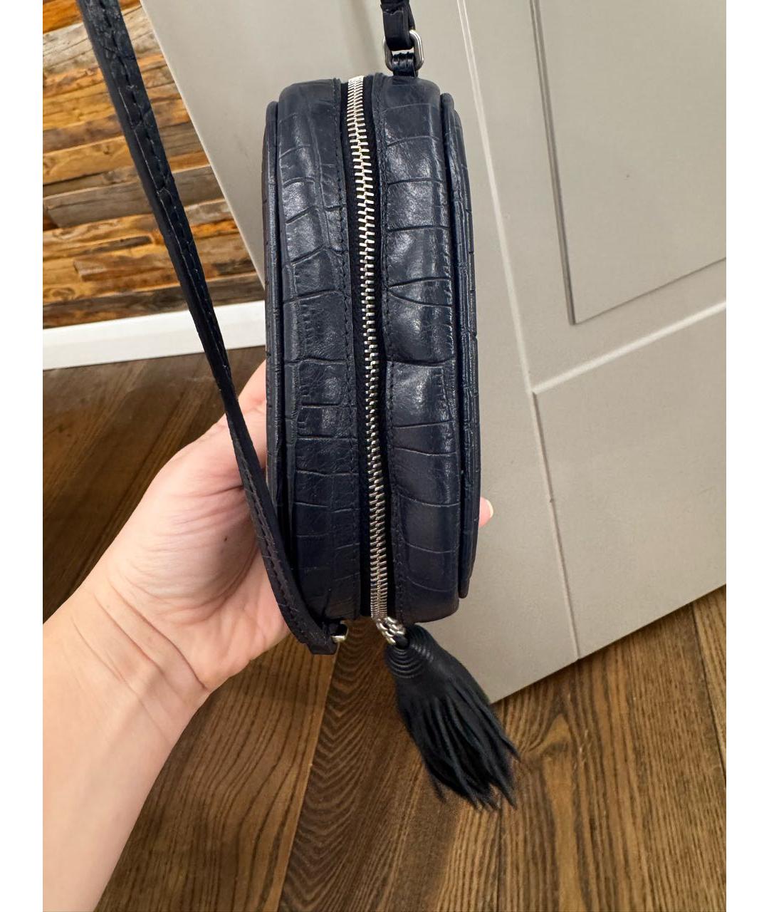 SAINT LAURENT Темно-синяя кожаная сумка через плечо, фото 4