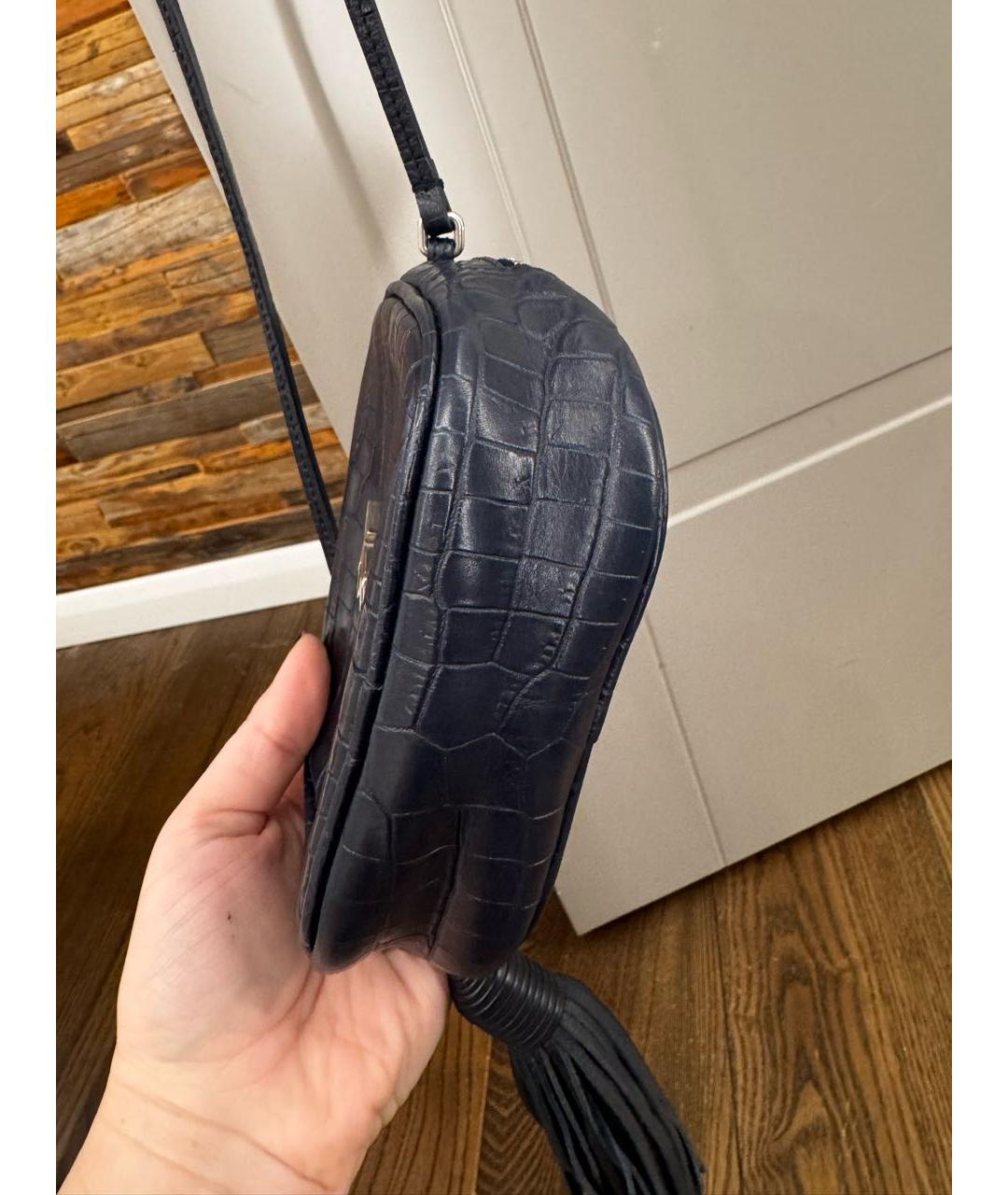 SAINT LAURENT Темно-синяя кожаная сумка через плечо, фото 6