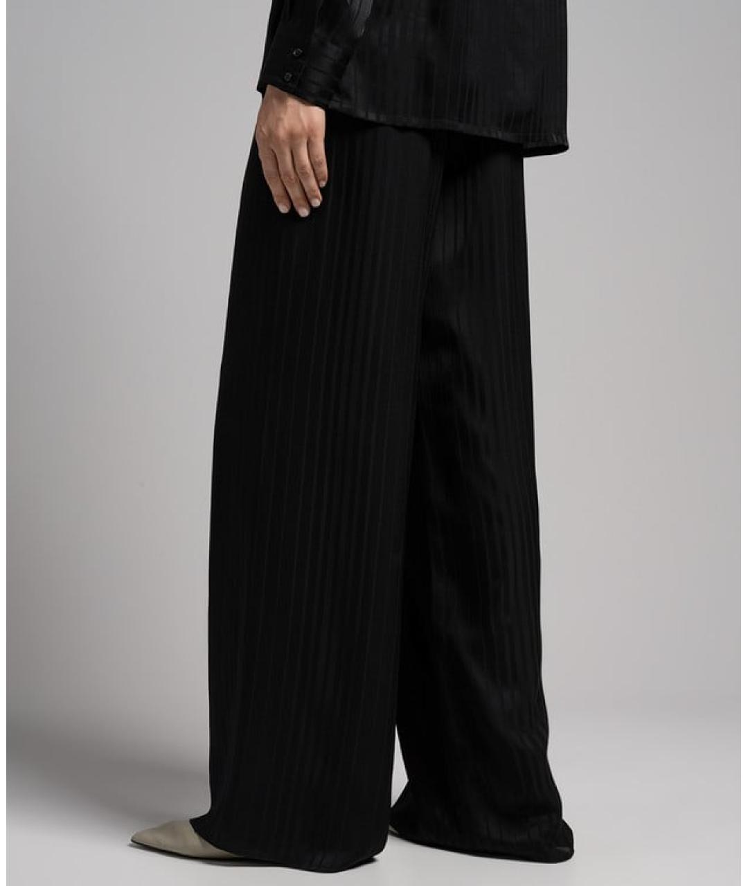 LORO PIANA Черные шелковые брюки широкие, фото 3