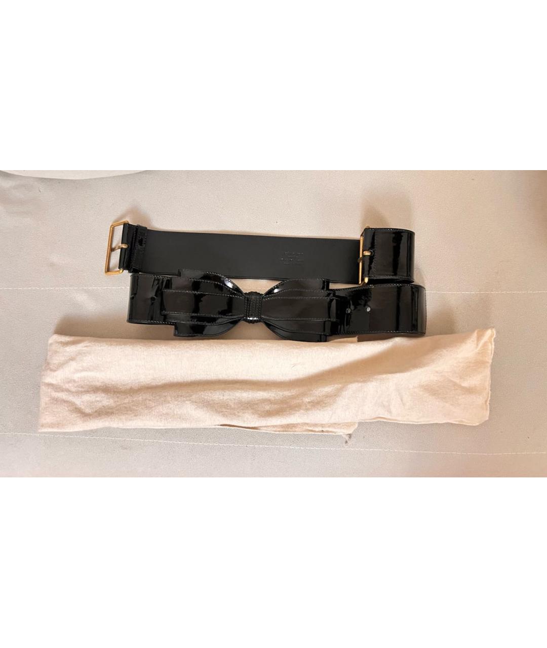SAINT LAURENT Черный ремень из лакированной кожи, фото 4