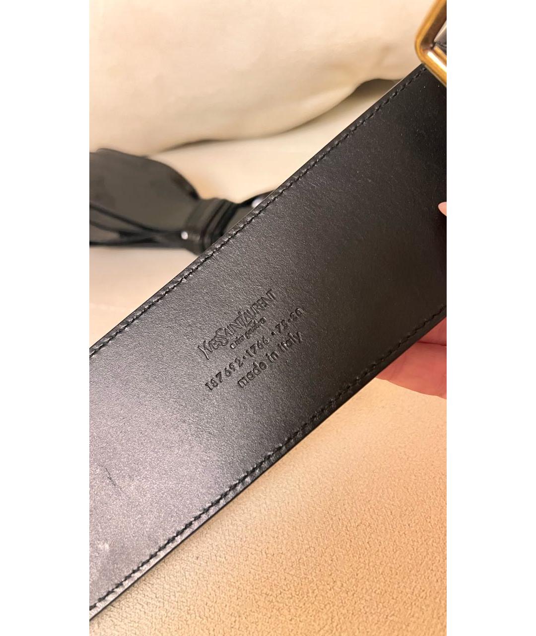 SAINT LAURENT Черный ремень из лакированной кожи, фото 3
